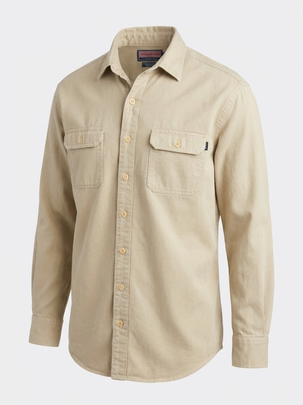 Vineyard Vines Men's Cream Twill Long Sleeve Button Down Shirt M